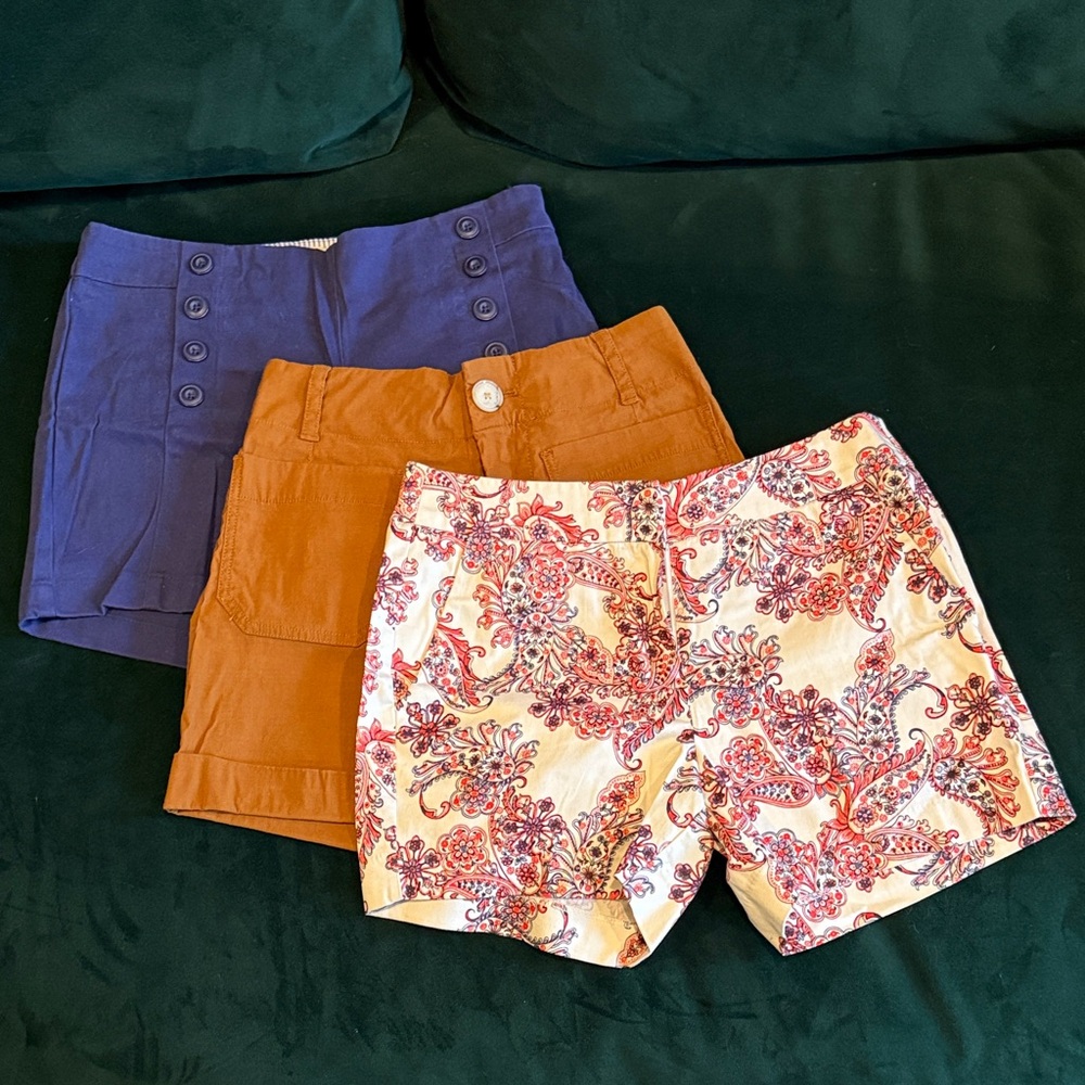 3 Stylish Women's Shorts - Blue, Orange, Floral